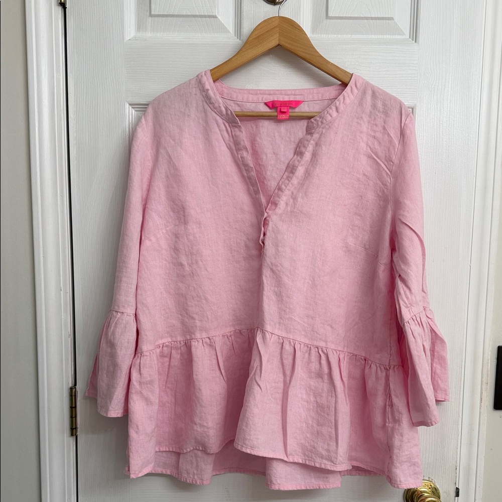 Lilly Pulitzer Light Pink Ruffle Blouse